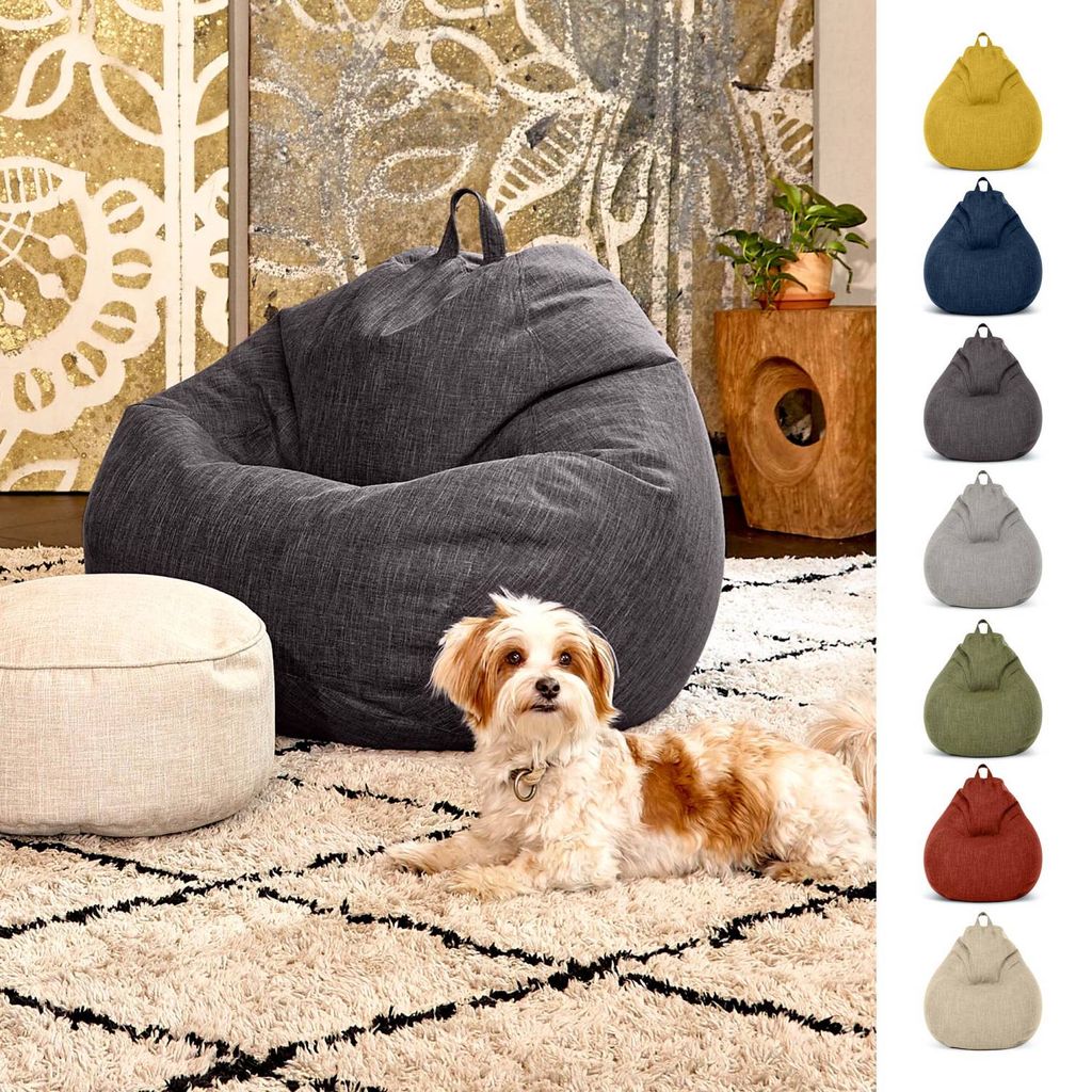 Green Bean Indoor XXL Sitzsack "Home Linen" mit 300 Liter EPS Perlen Füllung kuschelig, weich, waschbar - Dunkelgrau Asphalt