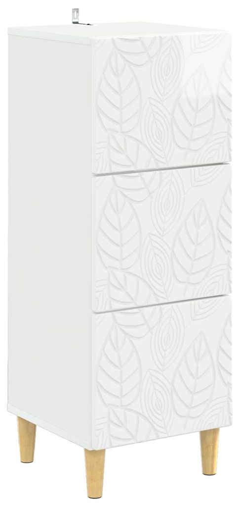 vidaXL Schubladenschrank Hochglanz Weiß 33 x 34,5 x 90 cm