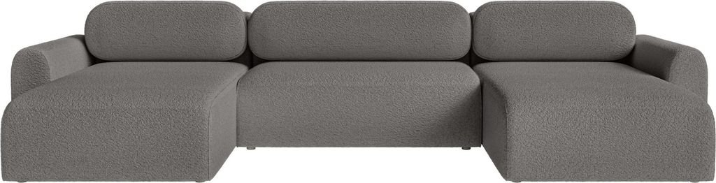 FEDVE Ecksofa Lome U aus weichem Stoff mit Schlaffunktion, Graphit
