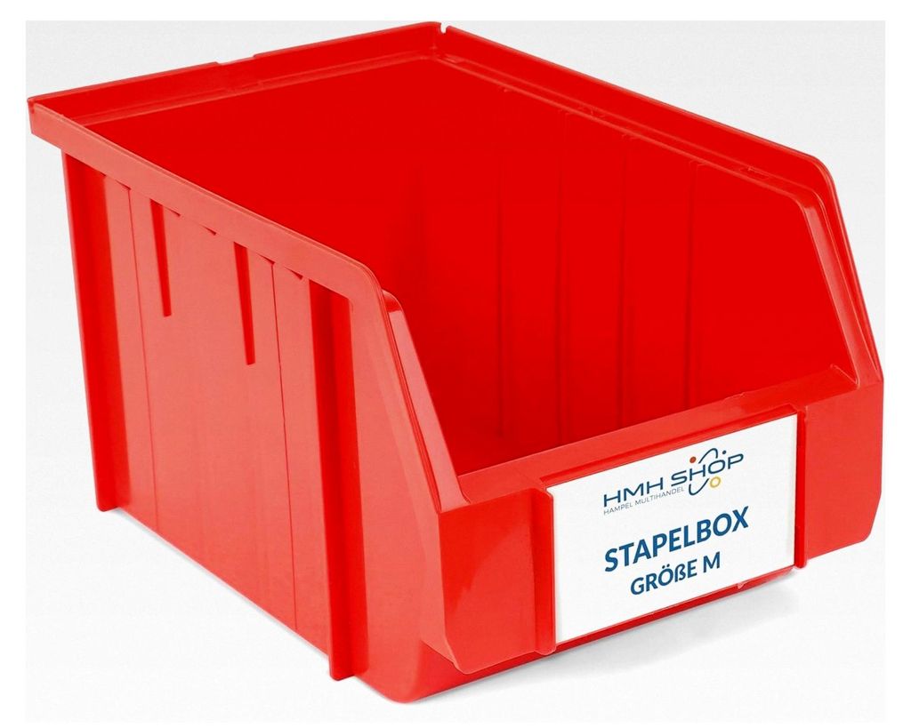 20 Stapelboxen Größe M für Werkstatt, Garage und Keller, Sichtlagerboxen 230x150x130mm, rote Lagerboxen zur Aufbewahrung von Kleinteilen