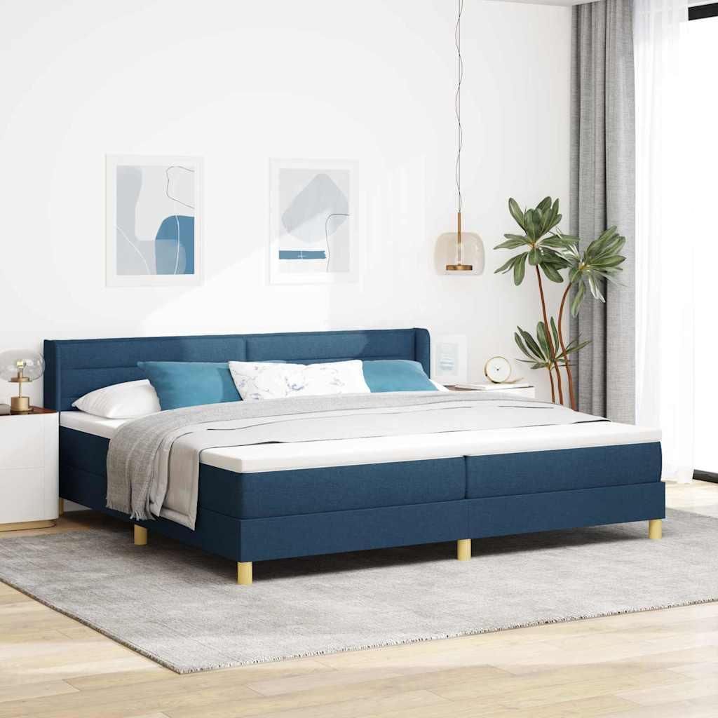 Möbel Boxspringbett mit Matratze mit Kopfteil Blau 200 x 200 cm Stoff - Klassische Betten 3341257