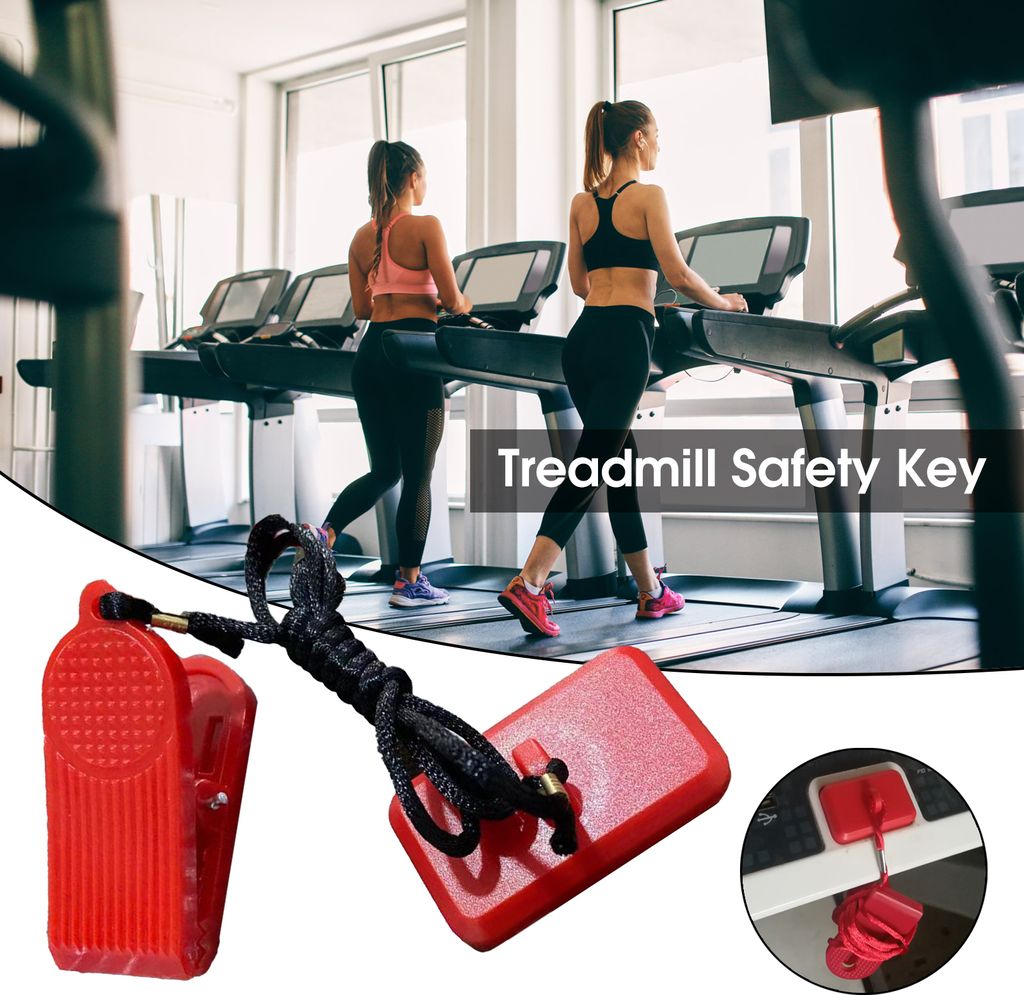 Laufband-Sicherheitsschloss, rechteckig, Not-Aus-Zubehör, universeller Sicherheitsschlüssel für Laufmaschinen, für Fitness, Rot