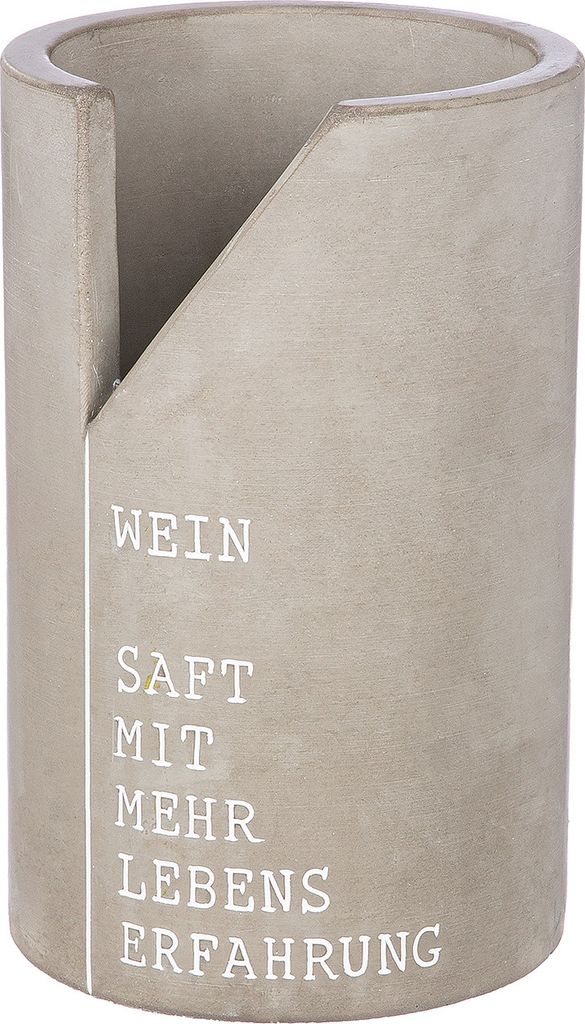 Gilde Weinkühler, zylindrisch, "Lebenserfahrung", Spruch, Zement, grau, VE 2, H. 21.5 cm, D. 13.5 cm 33932 4063387339329