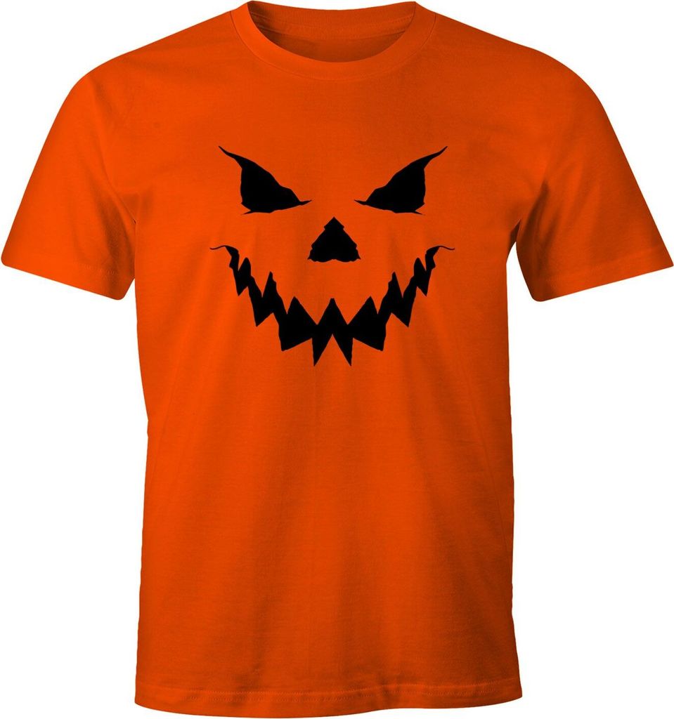 Herren T-Shirt Halloween Kürbis Jack O Lantern Orange Fun-Shirt Moonworks orange L
