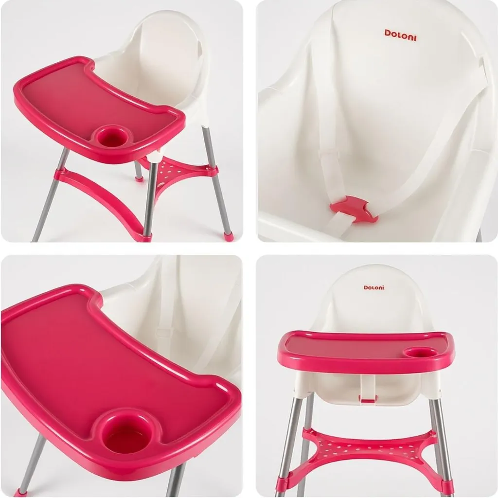 Chaise d'alimentation bébé pliable et compacte en bois blanc naturel - 6
