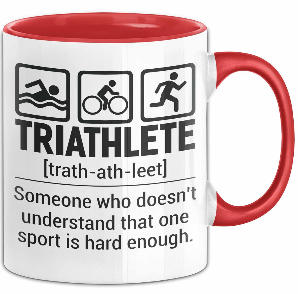 Triathlet Tasse Geschenk Ein Sport Ist Nicht Genug Triathlon Geschenkidee (Rot)