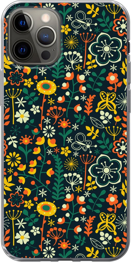 MuchoWow Handyhülle Schutzhülle Hülle für Telefoonhoesje iPhone 13 Pro Mädchen - Schmetterling - Pflanzen - Muster - Mädchen - Kinder - Mä...