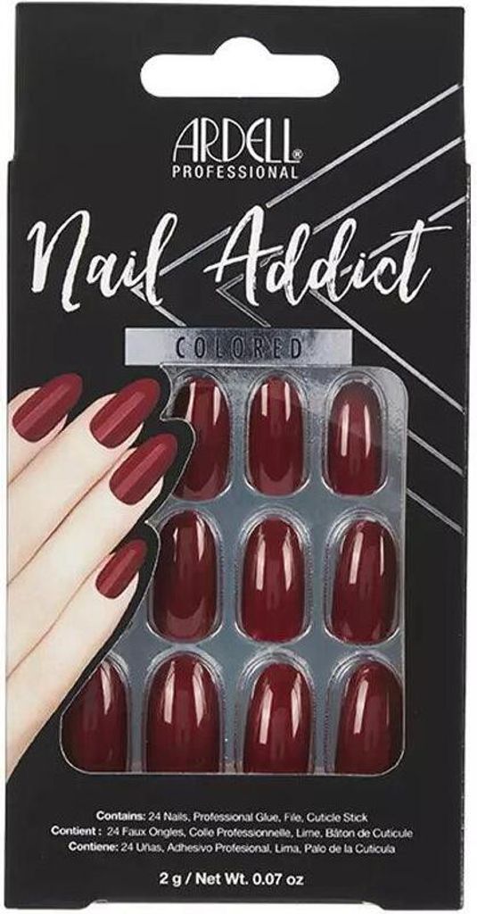 Ardell | 28 Tips - Künstliche Nägel - |Rot| - Größe L - Tips - Nagelkleber - Wine - Komplettset