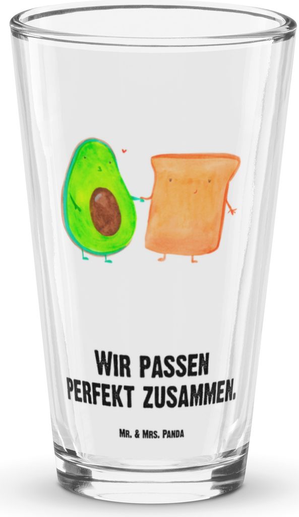 Mr. & Mrs. Panda Wasserglas Avocado Toast - Transparent - Geschenk, Liebe, Hochzeit, Trinkglas, Cocktailglas, Freundin, Pint Glas, Tumbler, Hochzei...