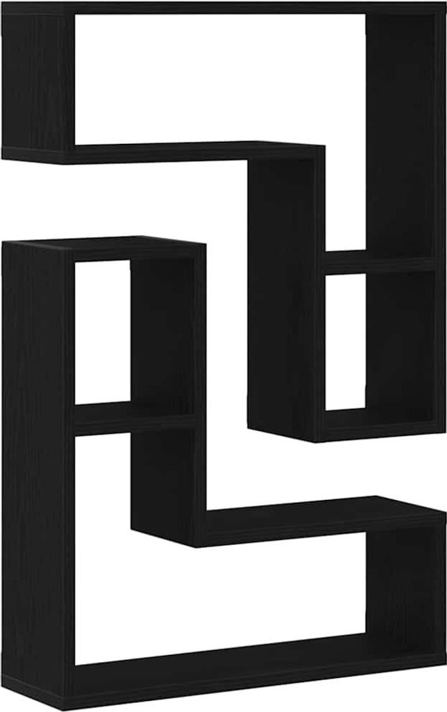 Wandregal mit Regal 2 pcs Schwarz Eichen-Optik 50 x 15 x 85 cm