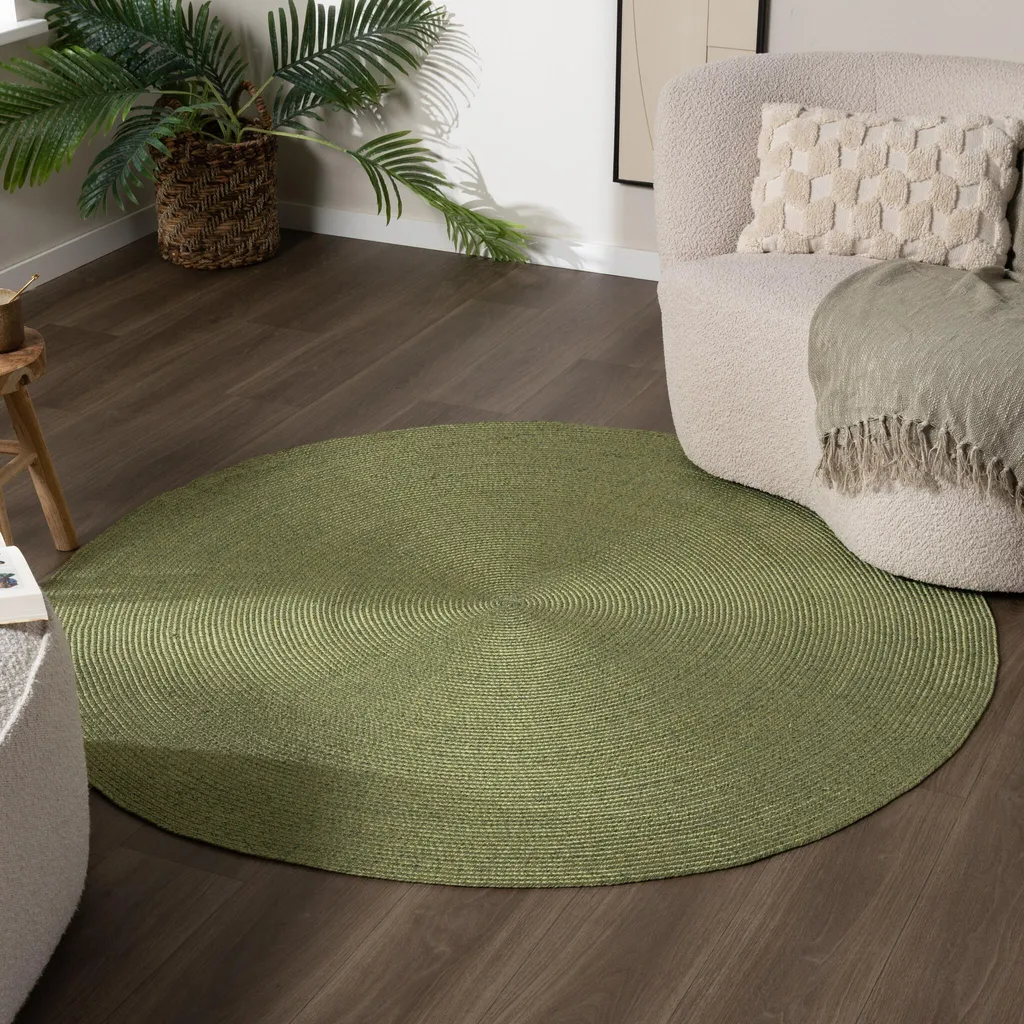 Tapis rond Volero Bali Vert Ø 160 cm - Intérieur et extérieur durable