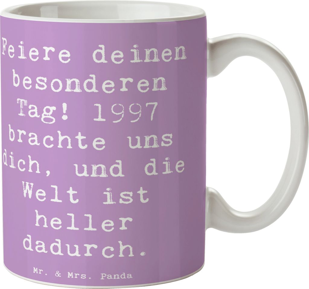 Mr. & Mrs. Panda Tasse Spruch 1997 Geburtstag - Lavendeltraum - Geschenk, cappuccinotasse, Geburtstagsgeschenk, besondere Momente, Herzen erwärmen...