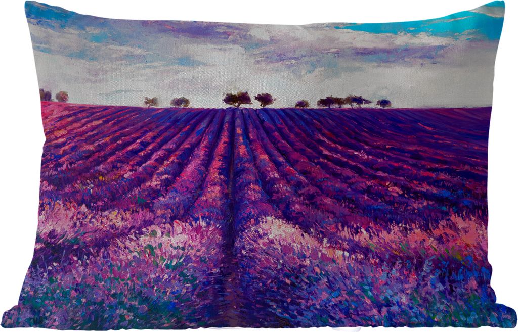 MuchoWow Outdoor Kissen - Ölfarbe - Malerei - Blumen - 50x30 cm - Wetterfest - Lounge Kissen - Sofa kissen - Wohnzimmer Dekoration