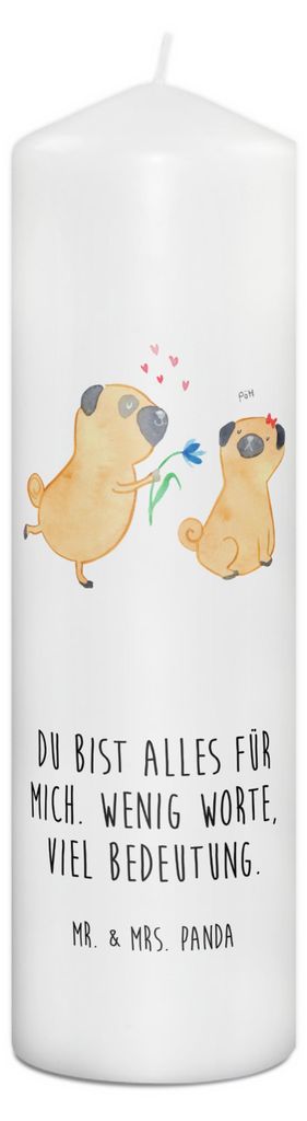 Mr. & Mrs. Panda Kerze Mops Verliebt 29 x 8 cm XL - Weiß - Produktbild 