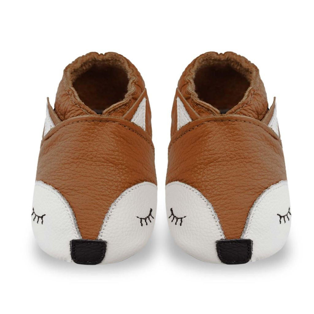 YAHAKIDS Baby Krabbelschuhe aus Echtleder, weiche Lauflernschuhe für Mädchen&Jungen, rutschfeste Ledersohle, Hellbraun, Fuchs, Größe S (0–6...