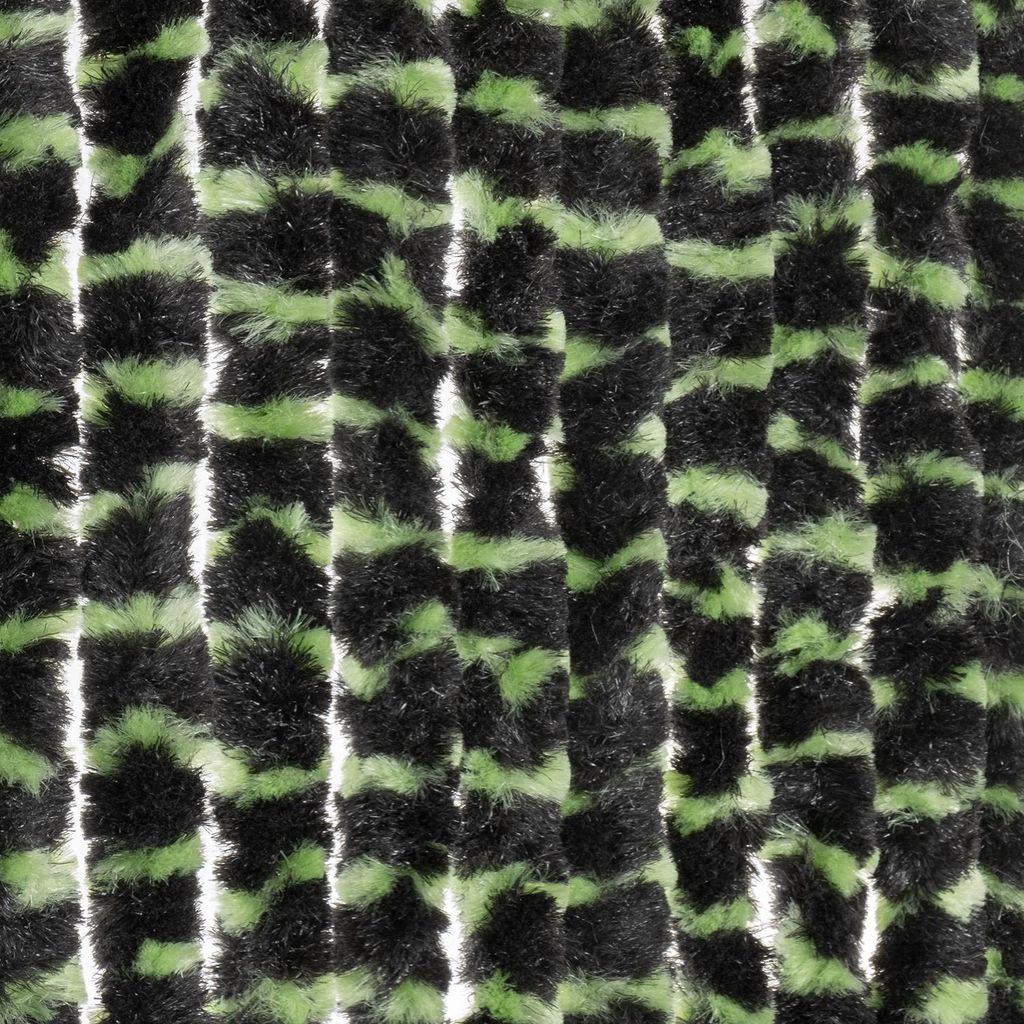 Moritz Flauschvorhang aus Chenille 100 x 230 cm grün schwarz gestreift Türvorhang als Fliegenschutz Insektenschutz für Camping Wohnwagen