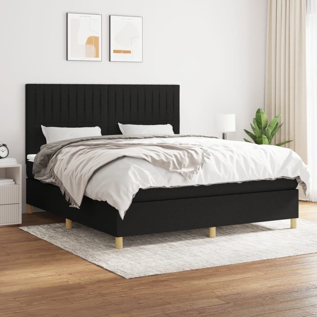 Maison Exclusive - Boxspringbett mit Matratze Schwarz 180x200 cm Stoff