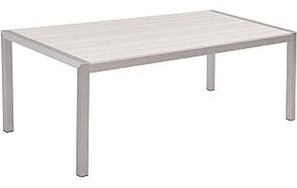 Beliani Outdoor Modern Gartentisch 6 Personen Weiß Aluminium 180 x 90 cm Vernio