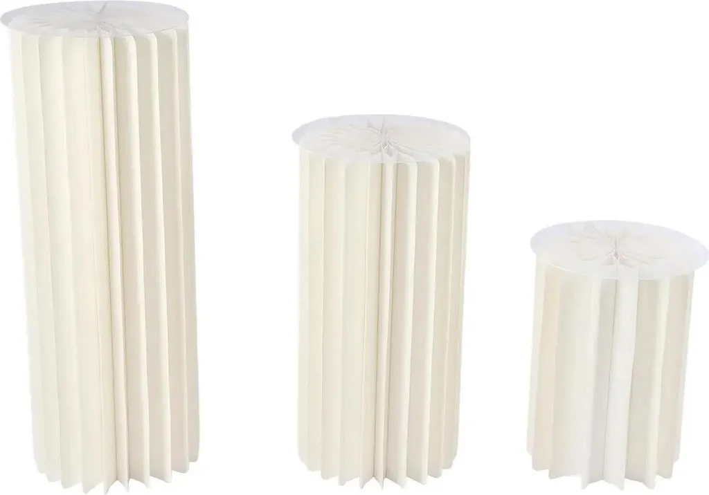 Centres de table cylindriques en carton pour mariage - Colonnes 3 pcs