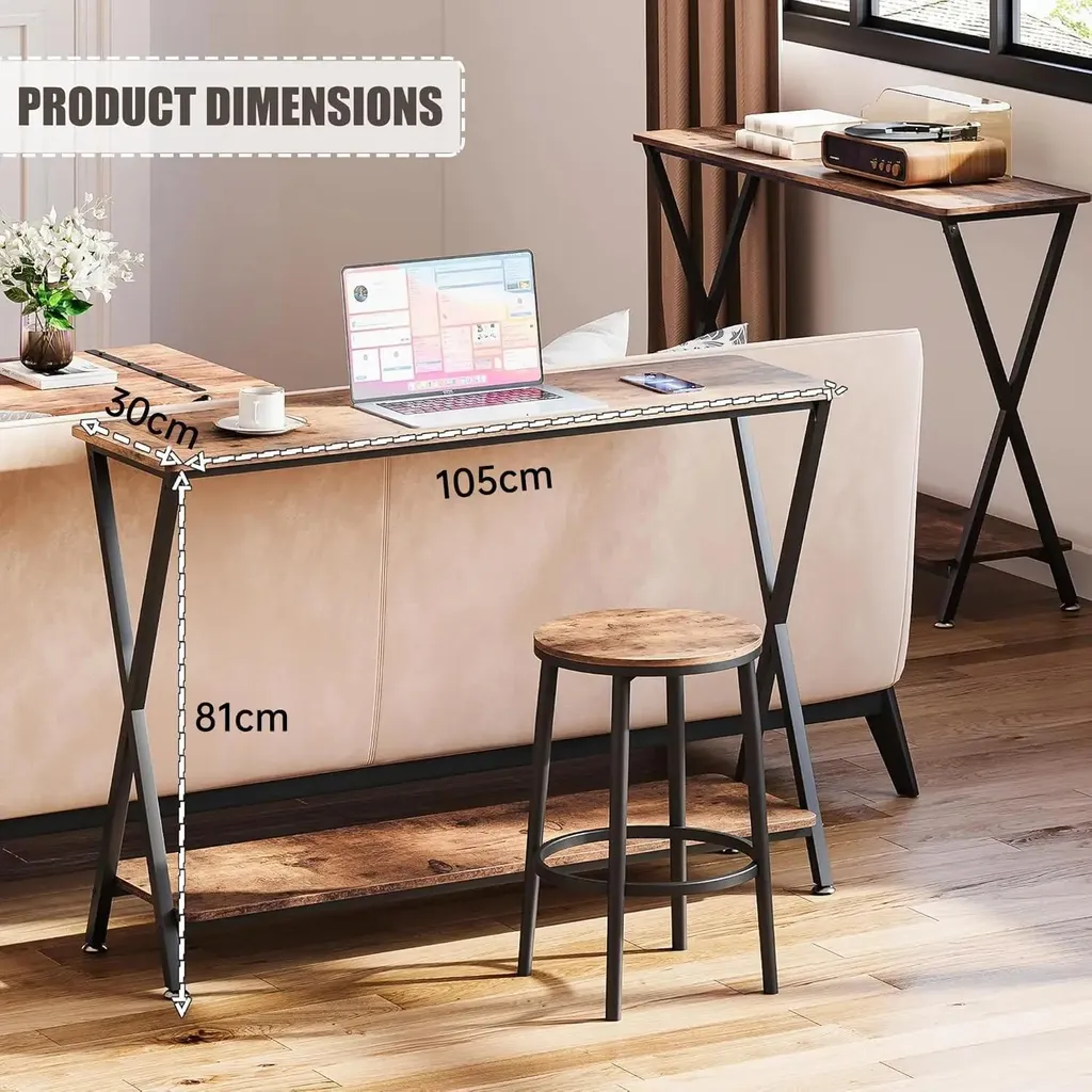 Console étroite pour petit couloir solution gain de place bois et métal