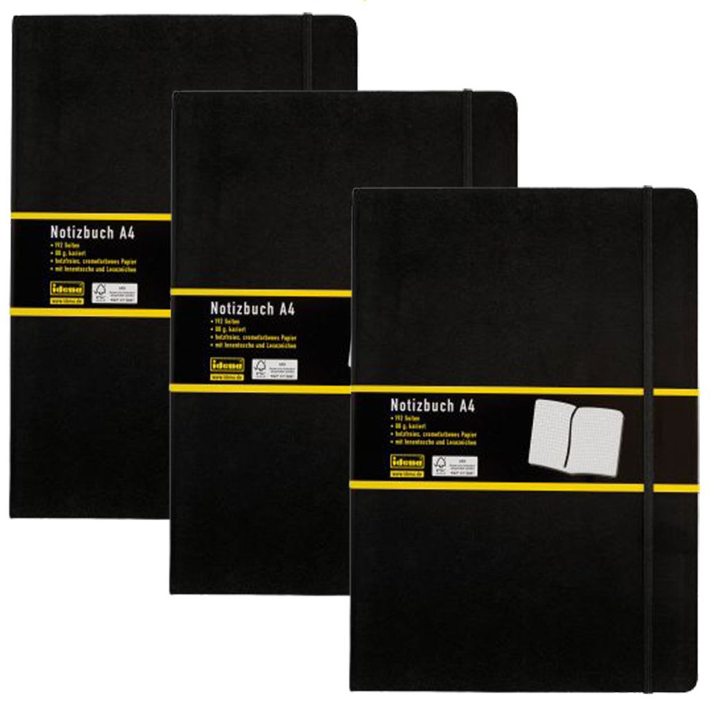 Notizbuch schwarz Farbe 96 Blatt 70g/m² liniert DIN A6 Kladde 