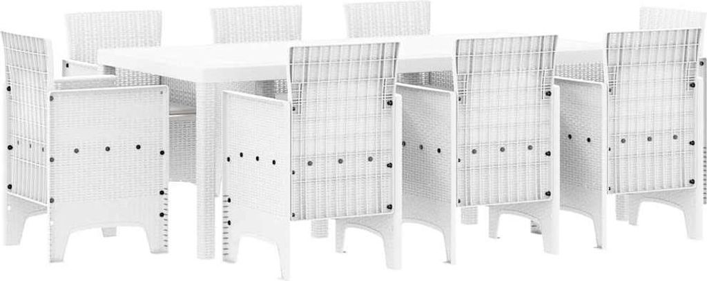 "SALE 2026" Garten-Essgruppe - Tisch und Stühlen - Balkonmöbel Set - 9er Set,multifunktional& Moderne - Weiß Polypropylen - Gartenmöbelset DE24...