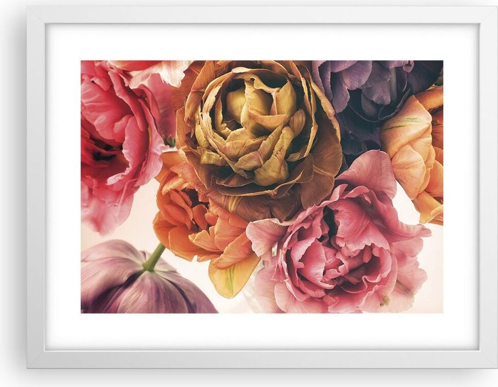 Gerahmtes Poster - Weißer Rahmen - Blumenstrauß Blumen Braut - 40x30 cm - Wand Bild - Wanddeko - Wandbilder - Kunstposter - Wandposter - Bilderra...