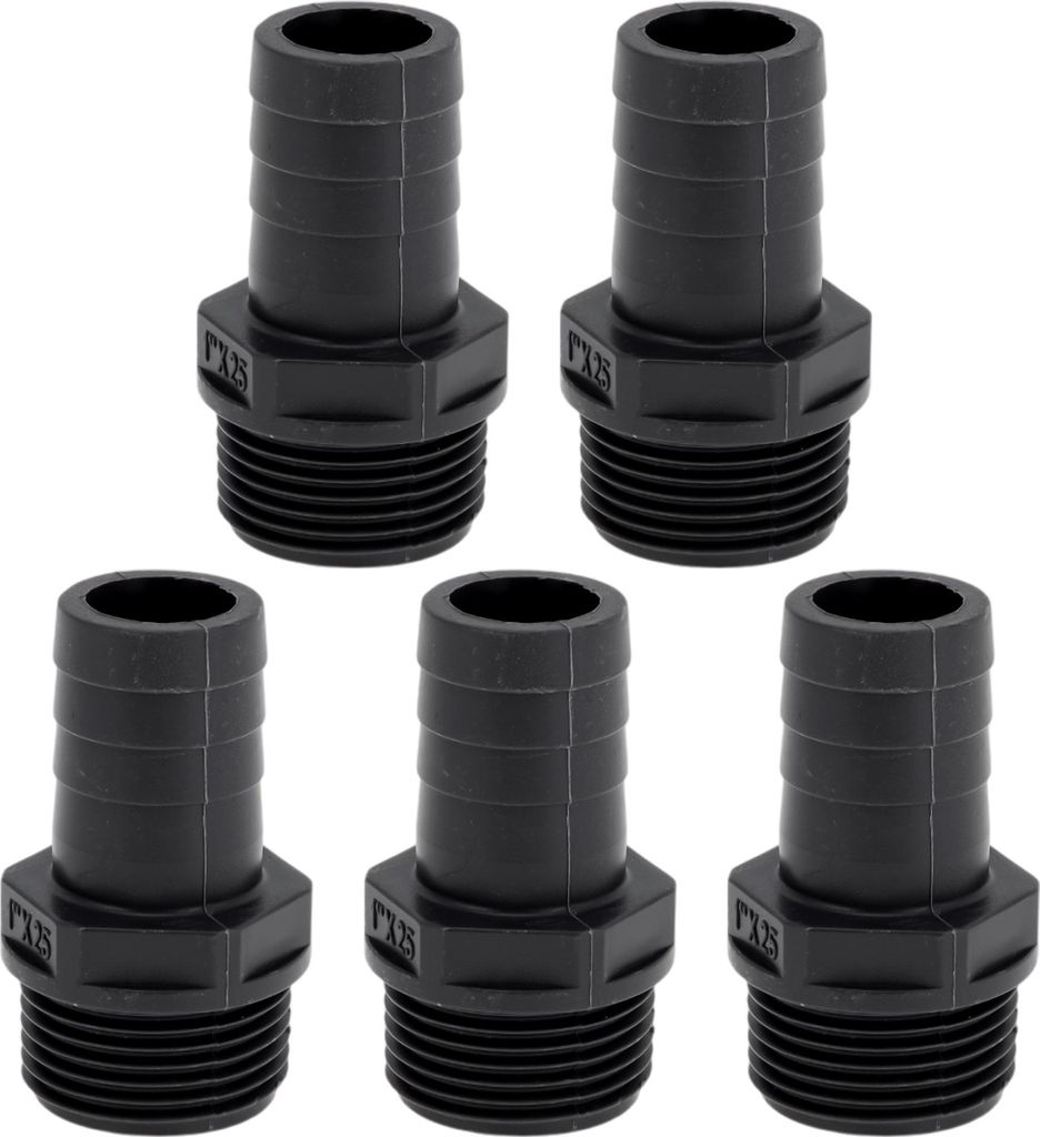 Kunststoff-Schlauchstutzen 63/64" 1/2"BSPT Männliches Gewinde Gerader Rohrverbinder 5 Stück