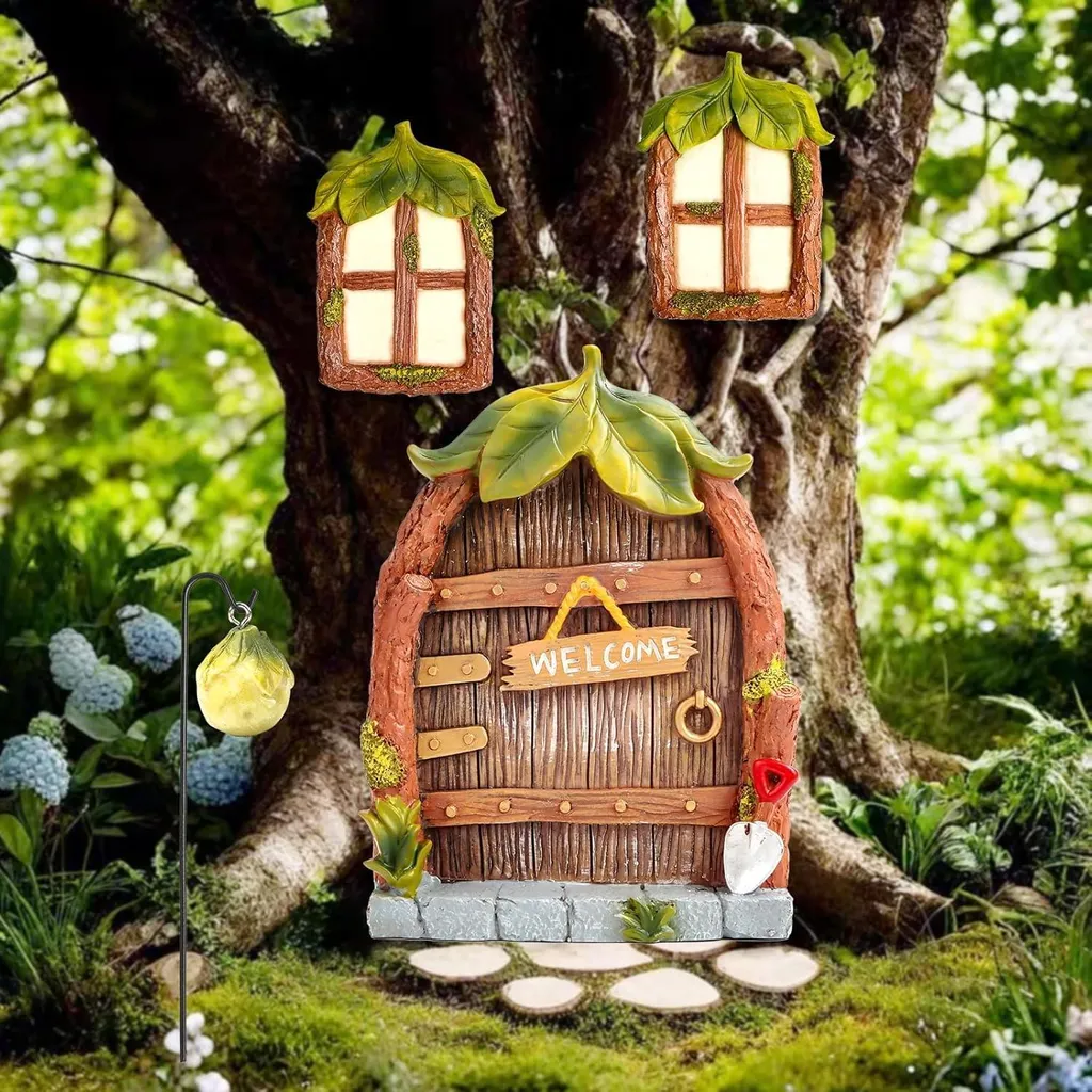 Décoration de jardin féérique pour arbres porte miniature pour enfant