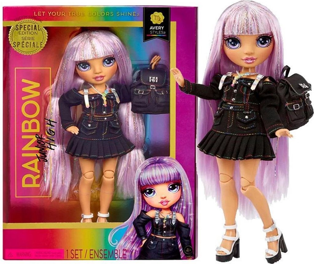 Rainbow High Junior High Special Edition Doll- Avery Styles (Rainbow), Modepuppe, Weiblich, 4 Jahr(e), Mädchen, 230 mm, Mehrfarbig