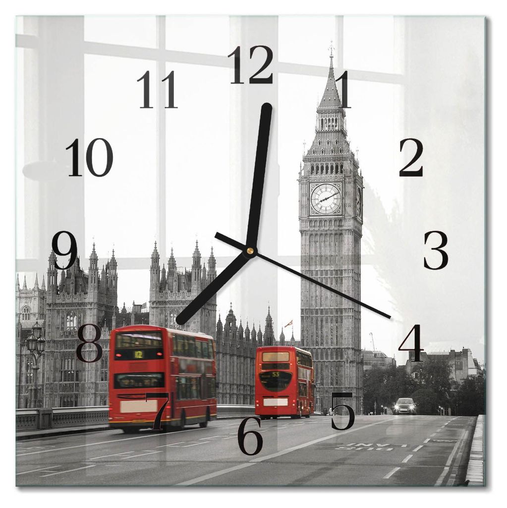 Tulup Glasuhr Wanduhr Küchenuhr Echt-Glas 30x30 cm Modern Produktbild 