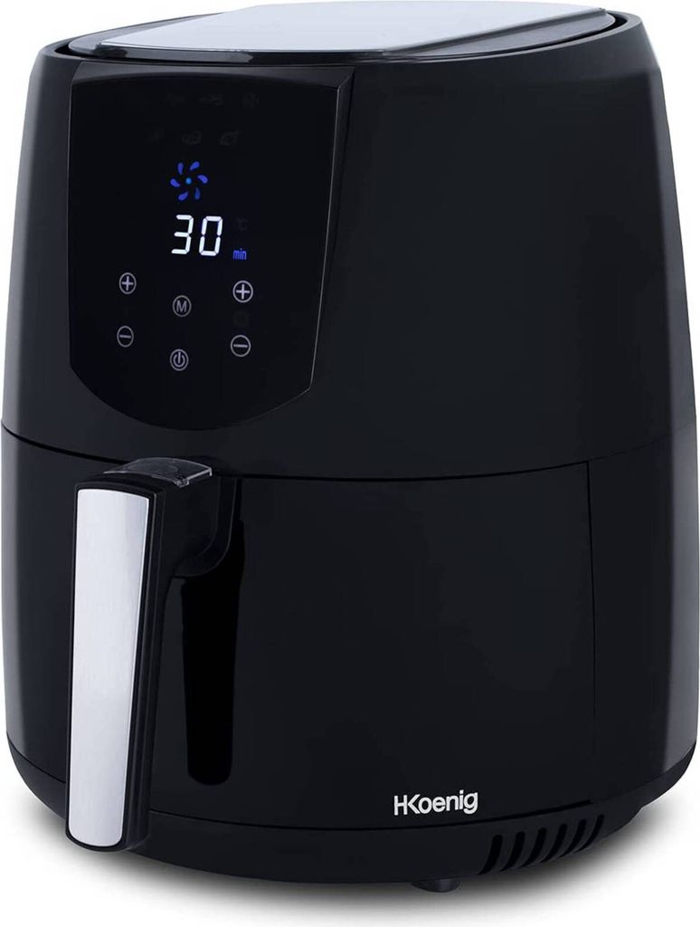 H.KOENIG Ölfreie Fritteuse Air Fryer FRY800, Kapazität 4 L, 7 Kochprogramme, Temperatur einstellbar von 80°C bis 200°C, Touchscreen, Abnehmbare...