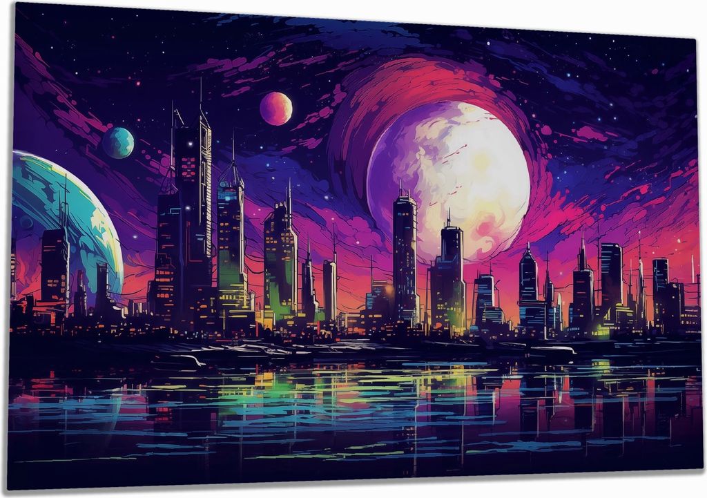 Wallario Herdabdeckplatte aus Glas, Größe 80 x 52 cm 1-teilig, Motiv Zukunft unter fremden Himmeln