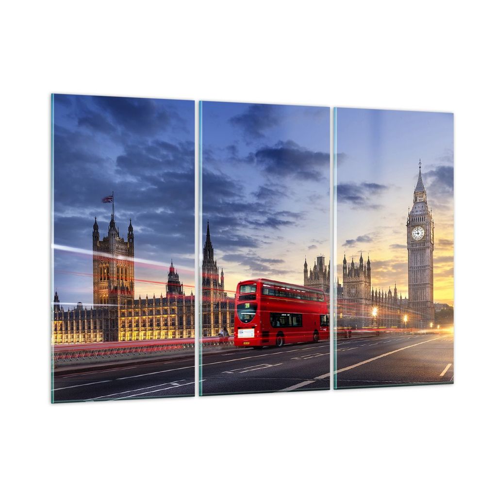 Bilder auf glas - London Bus - 105x70cm - Glasbilder - Wandbilder - Bilder - Kunstdruck - zum Aufhängen bereit - Wanddekoration aus Glas - Glas Bi...