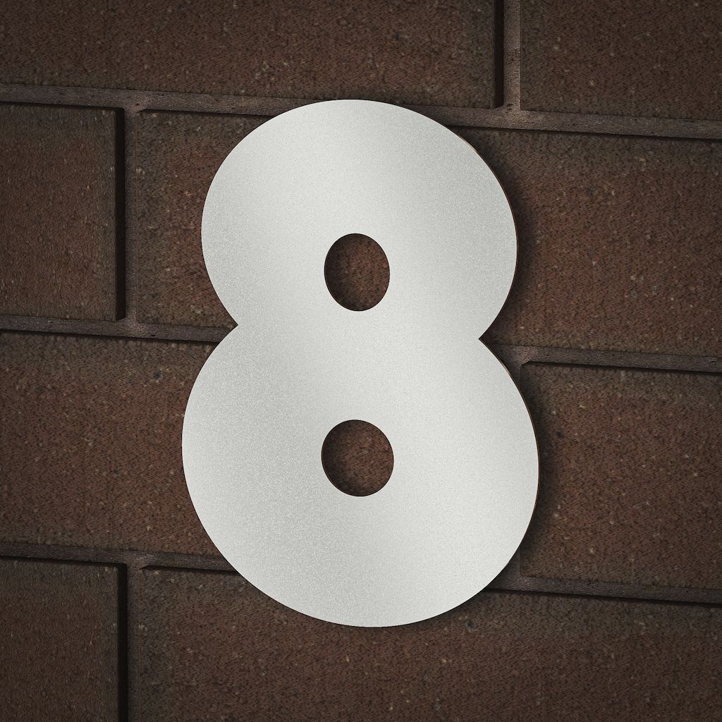 Hausnummer Zahlen Ziffern Türnummer Hausnr Hausnummern Edelstahl KÖNIGSPROD, Abstandshalter + Klebepads (3), 8