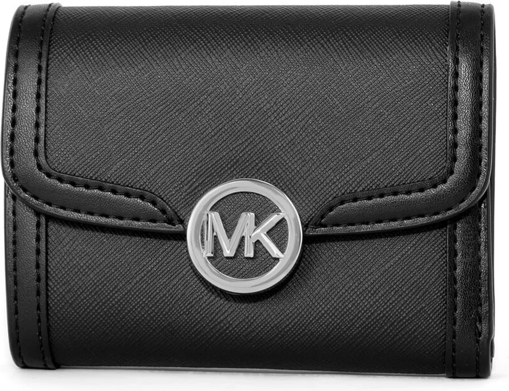 Michael Kors 35S4S9GF2L Portefeuille Compact Noir 12cm en Cuir Grainé