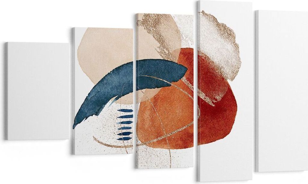 Bild auf Leinwand - Leinwandbild - 5 Teile - Abstraktion Flecken Modern - 100x60cm - Wand Bild - Wanddeko - Wandbilder - Leinwanddruck - Bilder - W...