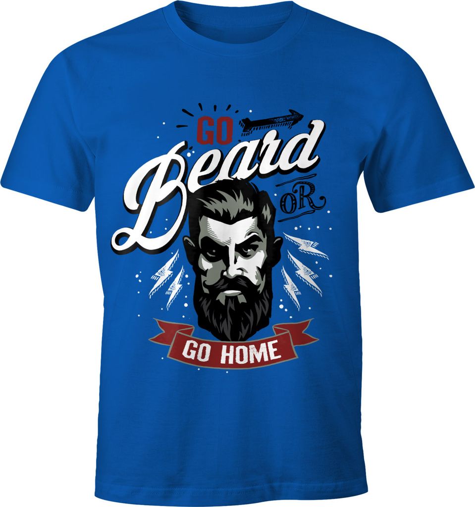 Herren T-Shirt - Go Beard or Go Home Bart Barber Shop Barbier Hipster Bartträger Mustache - Moonworks royal L