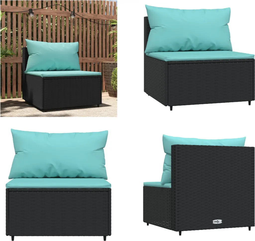 Divano Centrale vidaXL Outdoor: Design Modulare in Poly Rattan Nero