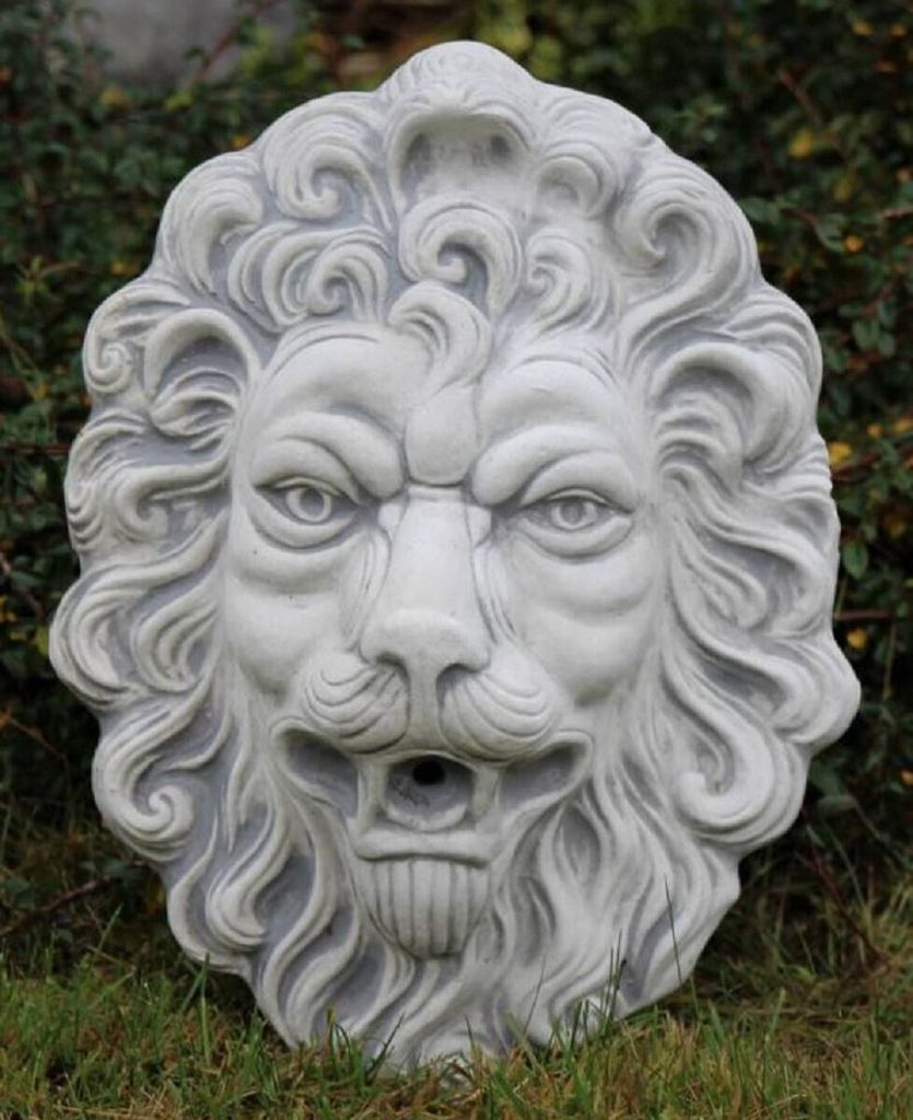 Casa Padrino Barock Wasserspeier Wandrelief Löwe 30 x 17 x H. 43 cm - Löwenkopf Stein Wasserspeier Garten Wanddeko Relief - Barock & Jugendstil G...