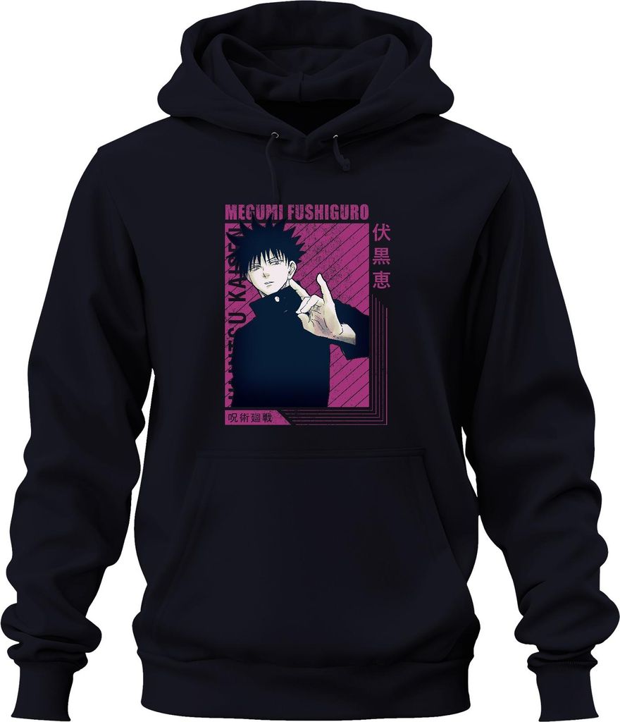 Jujutsu Kaisen Megumi Fushiguro Anime Ästhetik Fan Geschenk Vintage Uni Hoodie Kapuzenpullover, Navy, XXL