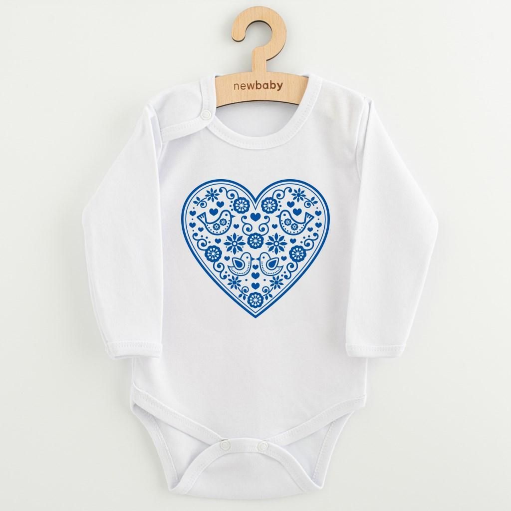 Baby Body mit Druck New Baby Folk Muster blau Herz, Gr. 68 (4-6m)