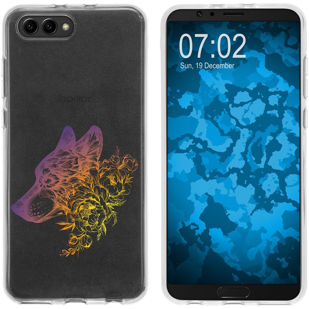 PhoneNatic Case kompatibel mit Huawei Honor View 10 Silikon-Hülle Floral Wolf M3-3