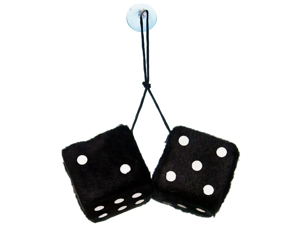 Deko WÜRFEL 8cm Plüschwürfel mit Saugnapf Autowürfel Retro Glückswürfel Hängewürfel für Autospiegel Fuzzy Auto Spiegel 35 (Schwarz)