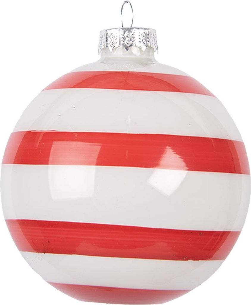 Clayre & Eef Weihnachtskugel Ø 8x8 cm Rot Rosa Glas