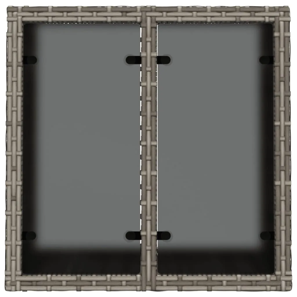 Tavolo Basso da Giardino 55x55 Poly Rattan - Eleganza Vetro Grigio - 6
