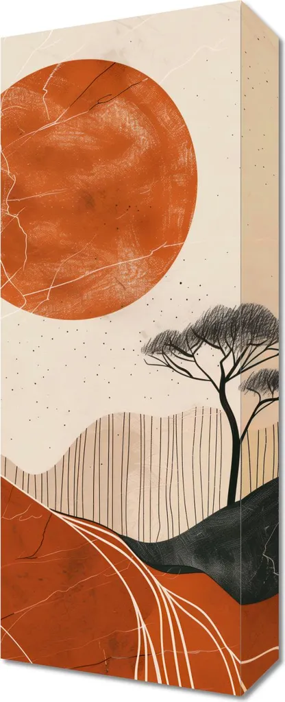 Quadro Zen Tramonto Africano 20x50 | Tela Relax per Camera da Letto