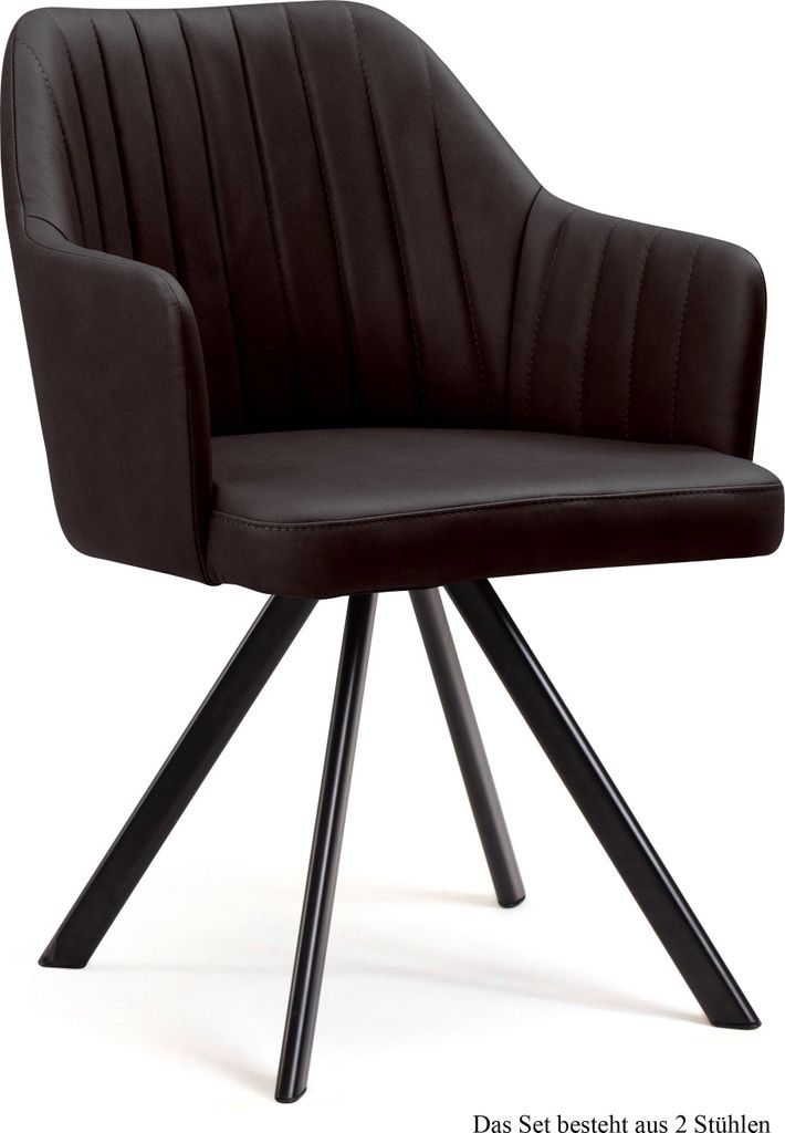 Armlehnstuhl (2er-Set) Delia 58x81x60 Schwarz/Espresso