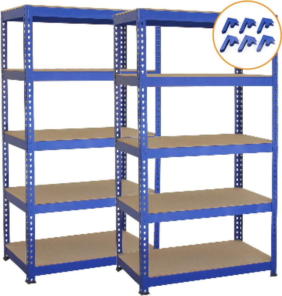 2x Rayonnage Robuste 5 Niveaux, Rangement Charges Lourdes - Sans Vis