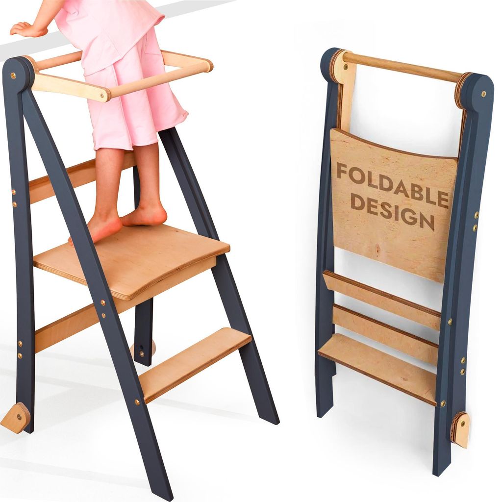Échelle d'apprentissage en bois Montessori peu encombrante Image du produit 